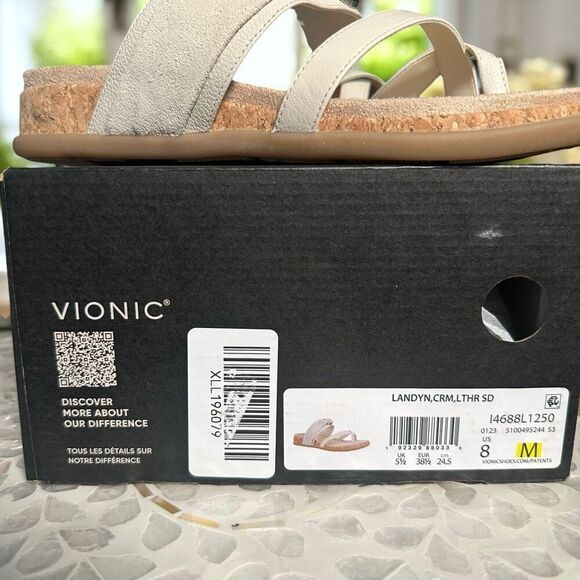 Vionic Landyn Leather Supportive Slide Sandals Cork Orthotic Comfort Women 8 NIB - Picture 13 of 14